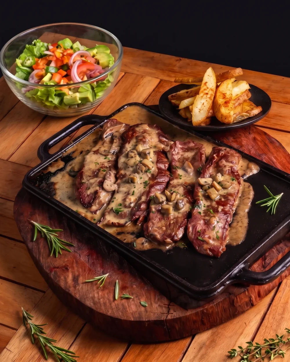 Punta de anca paraguaya en Salsa Stroganoff